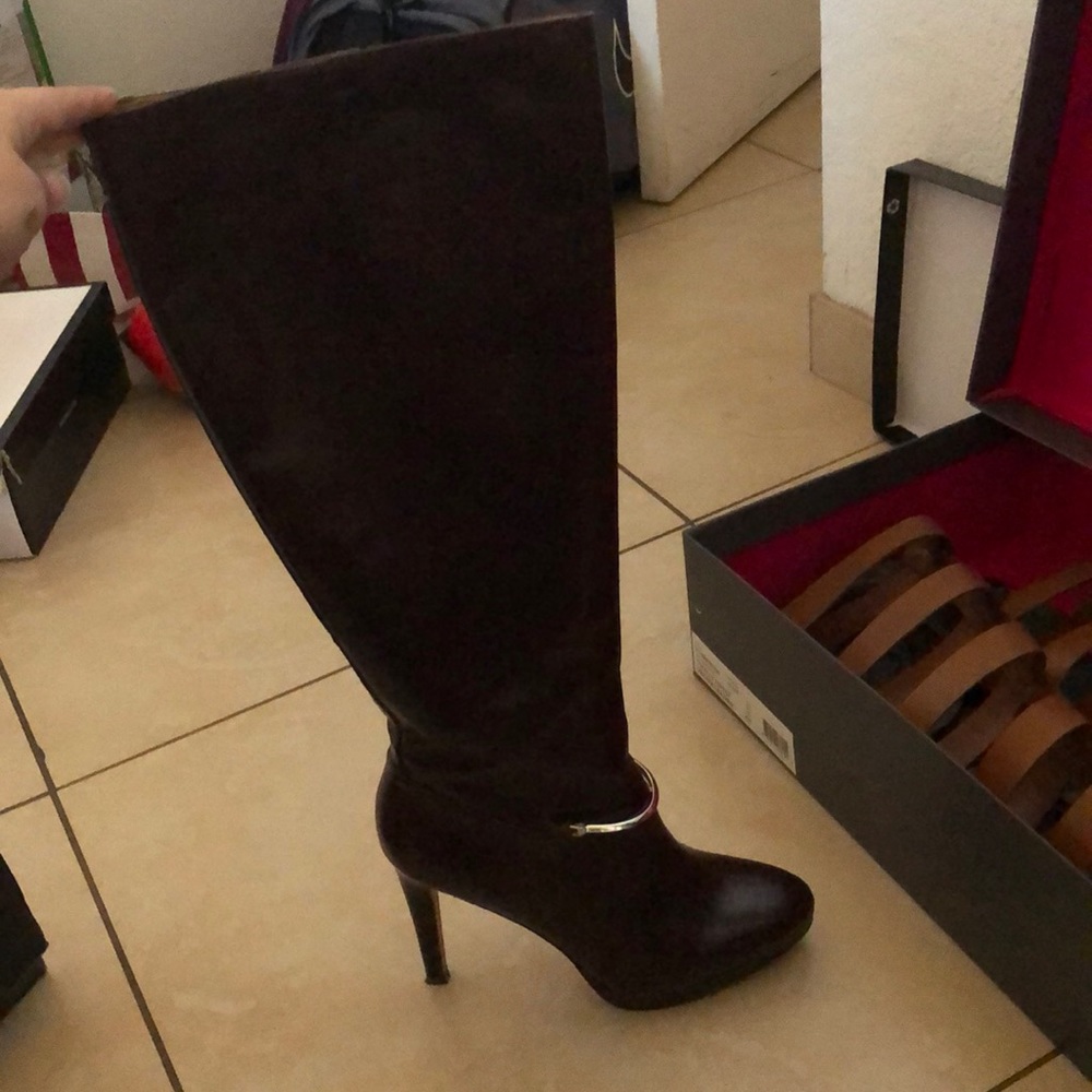 Wide calf Nine West brown boots